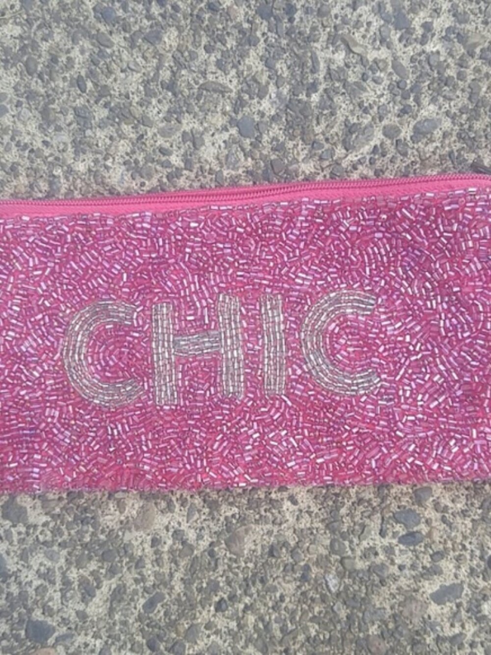 Expression NYC Vintage Beaded on Both Sides Lined Satin Clutch Bag